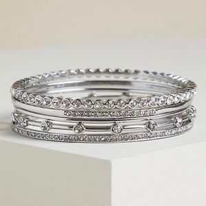 Torrid 3/4 Silver Rhinestone Bangle Set